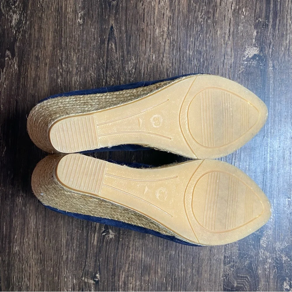 Eric Michael Blue Suede Espadrille Wedge